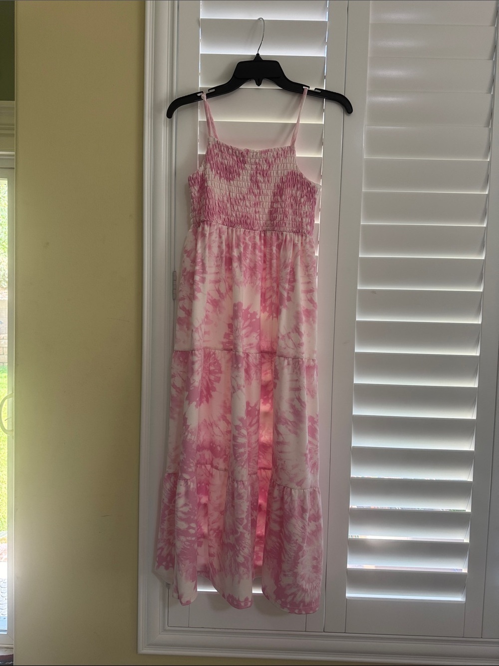 NWT 32 Degrees Cool Girls Pink Tie-Dye Smocked Tiered Maxi Dress M 10/12